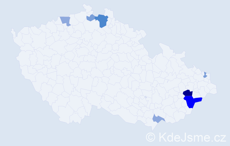 Příjmení: 'Klvánková', počet výskytů 21 v celé ČR