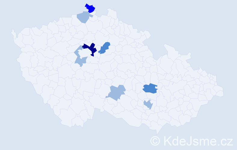Příjmení: 'Vymer', počet výskytů 15 v celé ČR