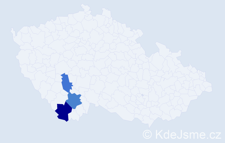 Příjmení: 'Čečelovská', počet výskytů 9 v celé ČR