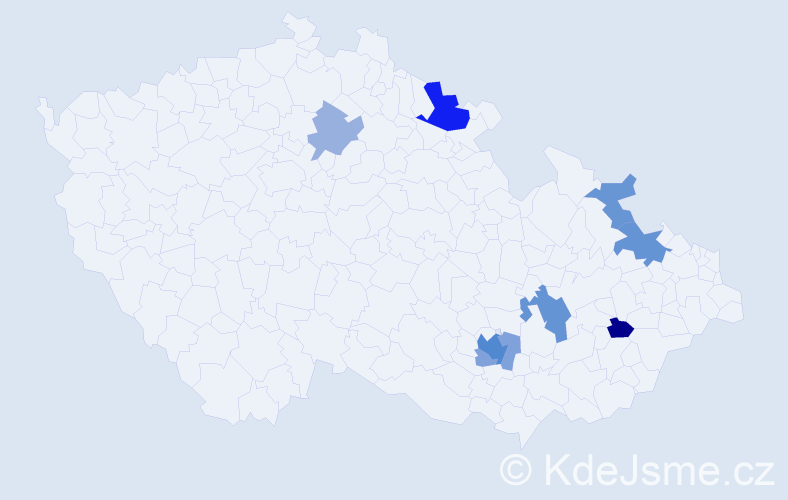 Příjmení: 'Brída', počet výskytů 18 v celé ČR
