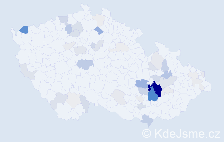 Příjmení: 'Konšel', počet výskytů 147 v celé ČR
