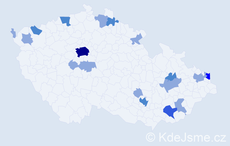 Příjmení: 'Kucek', počet výskytů 36 v celé ČR