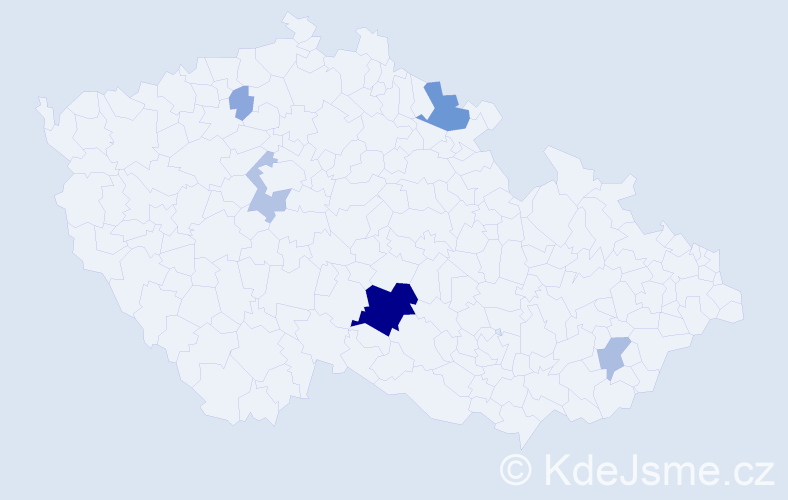 Příjmení: 'Pauzar', počet výskytů 23 v celé ČR