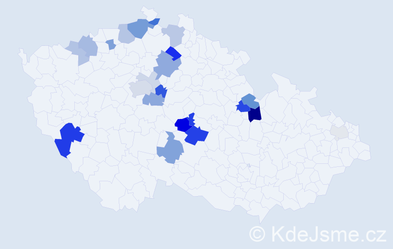 Příjmení: 'Bedrníček', počet výskytů 58 v celé ČR