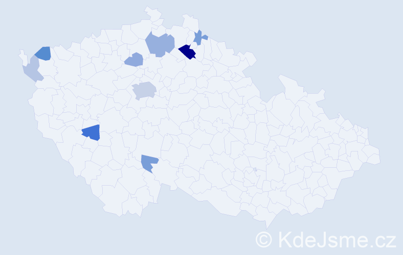 Příjmení: 'Horneková', počet výskytů 22 v celé ČR