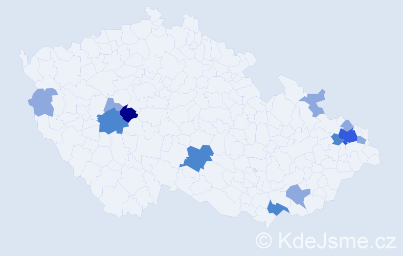 Příjmení: 'Pjaták', počet výskytů 22 v celé ČR