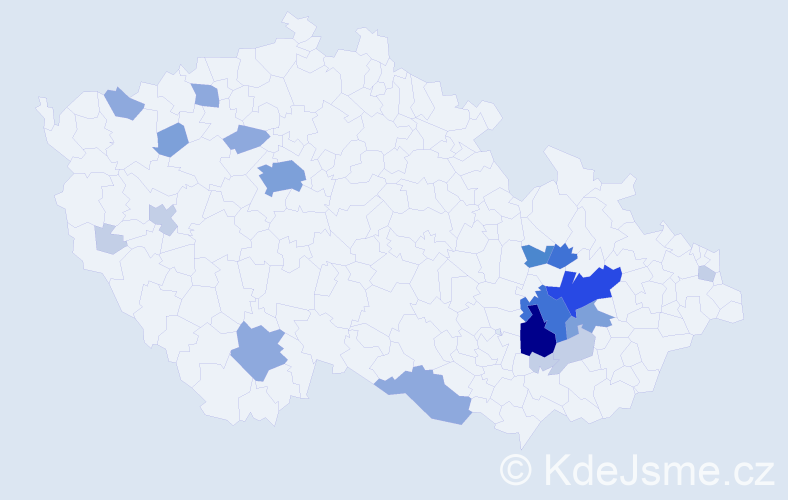 Příjmení: 'Husárek', počet výskytů 59 v celé ČR