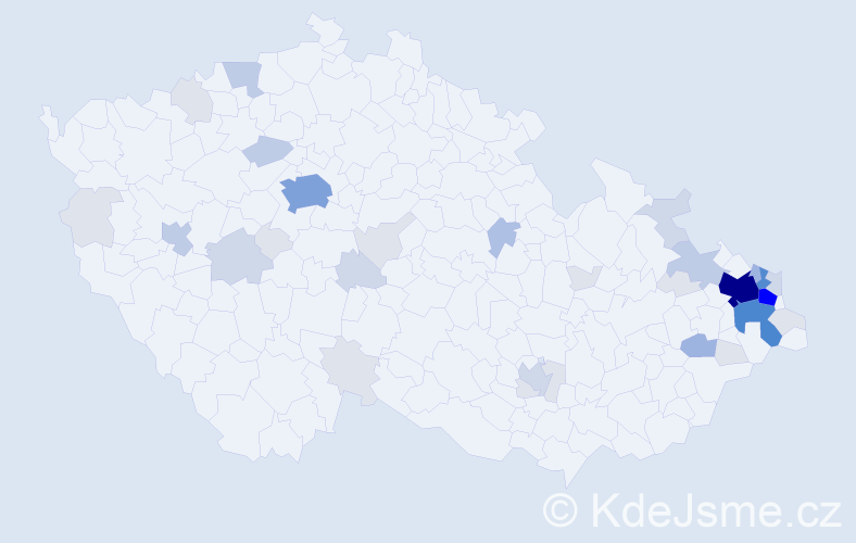 Příjmení: 'Kunčická', počet výskytů 137 v celé ČR