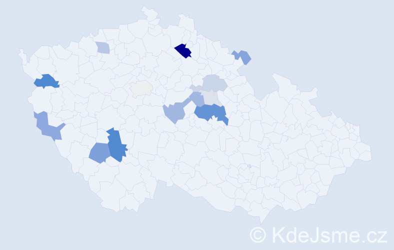 Příjmení: 'Zikudová', počet výskytů 39 v celé ČR