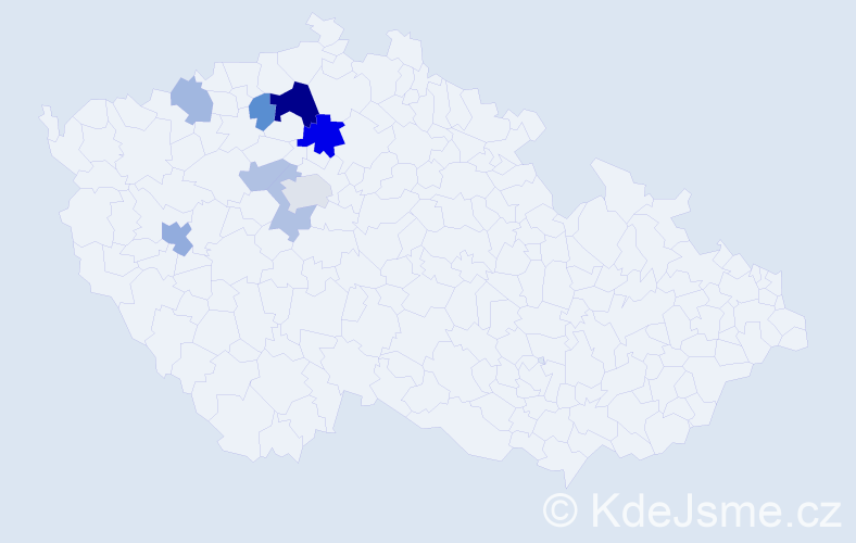 Příjmení: 'Kaulerová', počet výskytů 16 v celé ČR