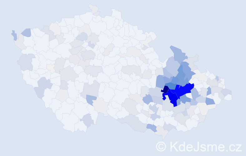 Příjmení: 'Vychodilová', počet výskytů 712 v celé ČR