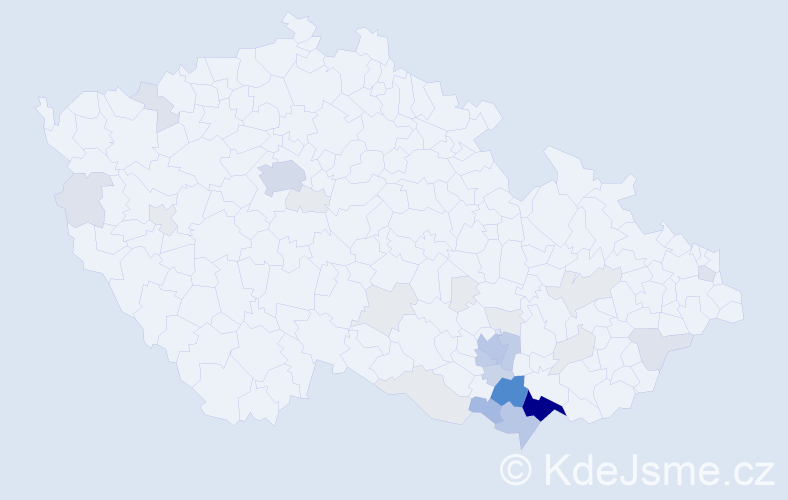 Příjmení: 'Komosná', počet výskytů 125 v celé ČR