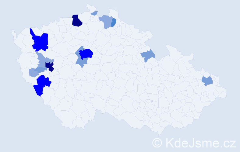 Příjmení: 'Hostaš', počet výskytů 45 v celé ČR