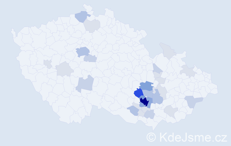 Příjmení: 'Plevač', počet výskytů 93 v celé ČR