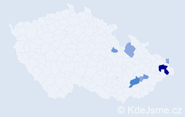 Příjmení: 'Terešková', počet výskytů 16 v celé ČR