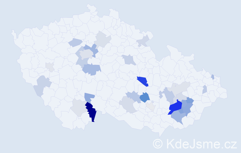 Příjmení: 'Nehoda', počet výskytů 66 v celé ČR