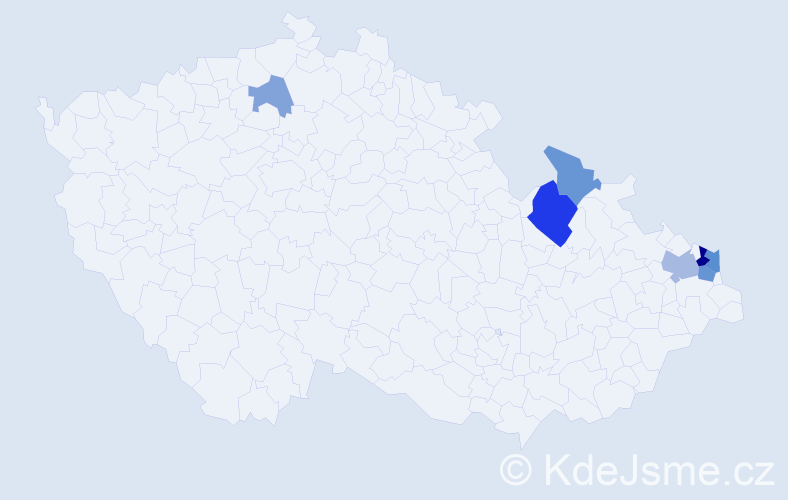 Příjmení: 'Keklaková', počet výskytů 14 v celé ČR