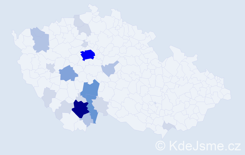 Příjmení: 'Frejlachová', počet výskytů 68 v celé ČR