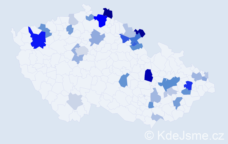 Příjmení: 'Hrnková', počet výskytů 77 v celé ČR
