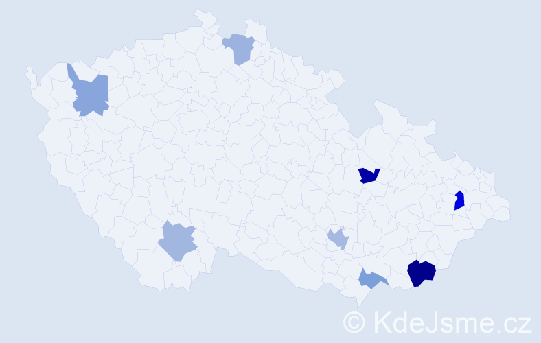Příjmení: 'Čankyová', počet výskytů 12 v celé ČR