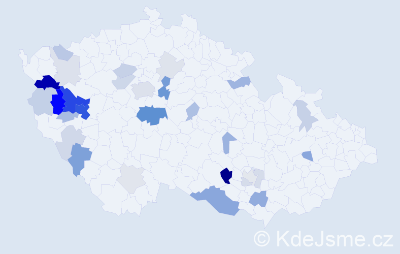 Příjmení: 'Čečil', počet výskytů 94 v celé ČR