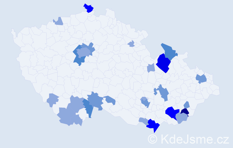 Příjmení: 'Merčák', počet výskytů 57 v celé ČR
