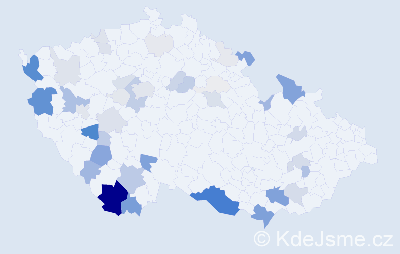 Příjmení: 'Rolník', počet výskytů 204 v celé ČR
