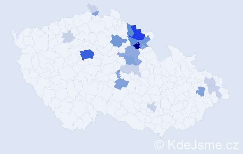 Příjmení: 'Exnar', počet výskytů 69 v celé ČR