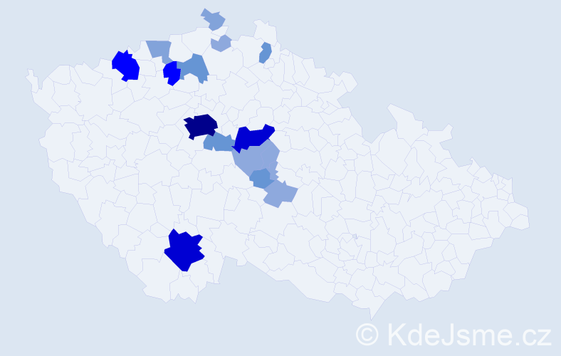 Příjmení: 'Čmejrková', počet výskytů 54 v celé ČR