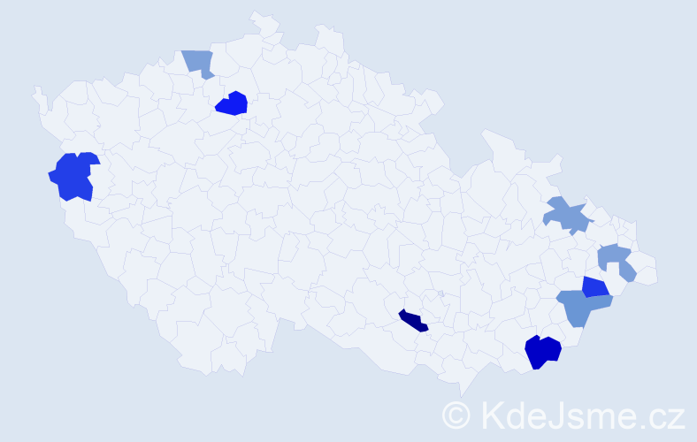 Příjmení: 'Rypák', počet výskytů 10 v celé ČR