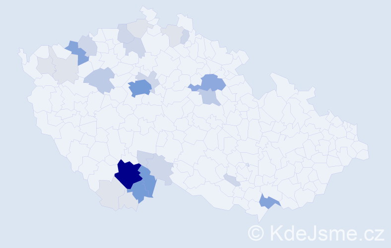Příjmení: 'Bartyzal', počet výskytů 103 v celé ČR