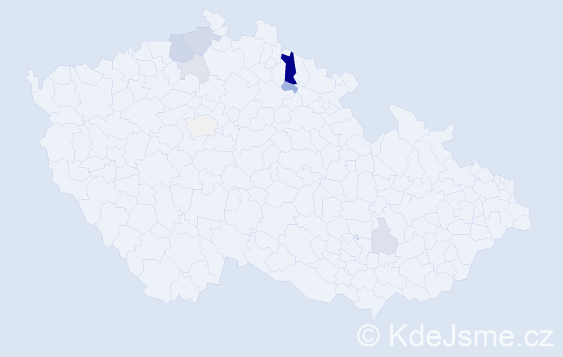 Příjmení: 'Lízrová', počet výskytů 19 v celé ČR