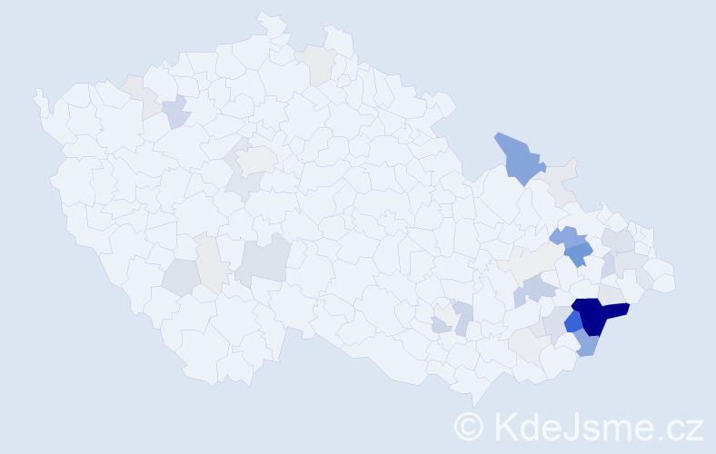 Příjmení: 'Daňa', počet výskytů 158 v celé ČR