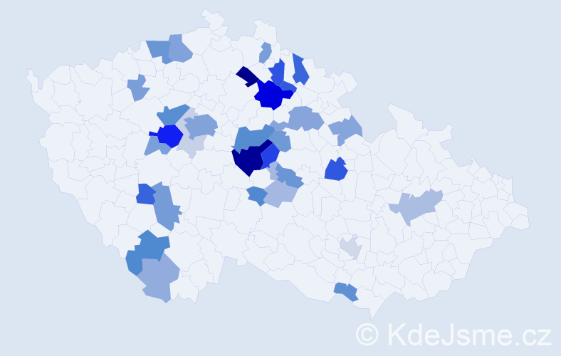 Příjmení: 'Machalická', počet výskytů 88 v celé ČR