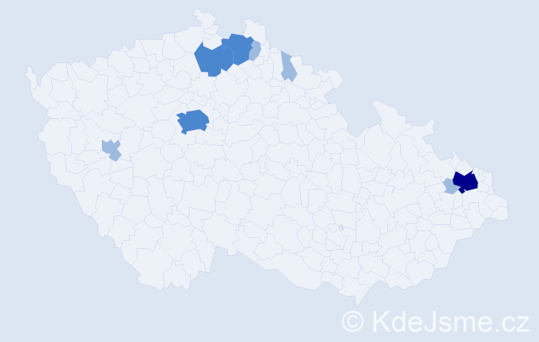 Příjmení: 'Nosal', počet výskytů 14 v celé ČR