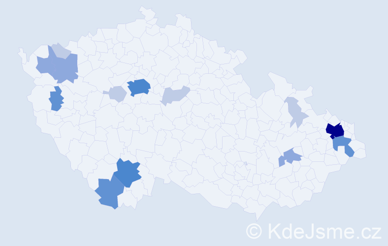Příjmení: 'Kaboň', počet výskytů 42 v celé ČR