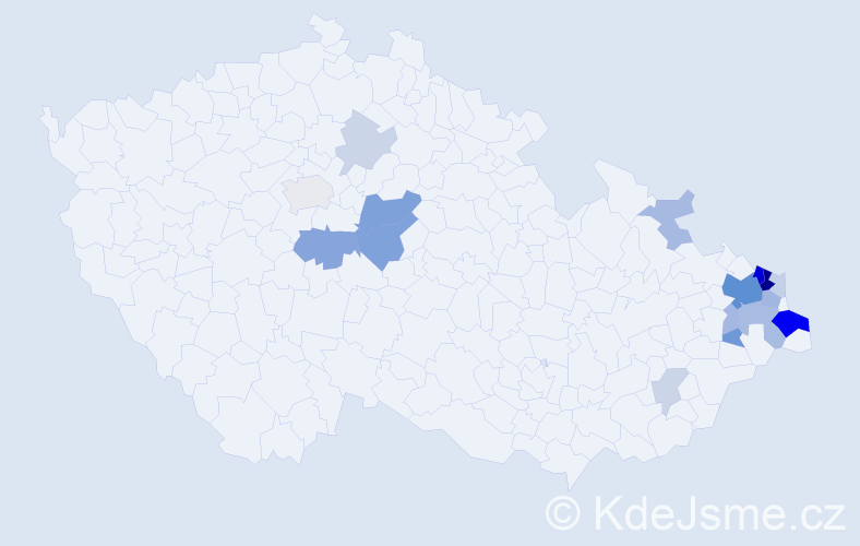 Příjmení: 'Penkala', počet výskytů 50 v celé ČR