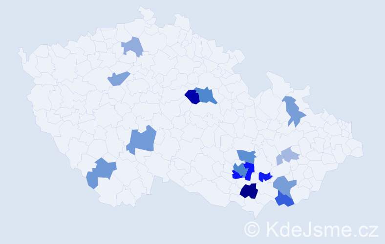 Příjmení: 'Taranzová', počet výskytů 38 v celé ČR