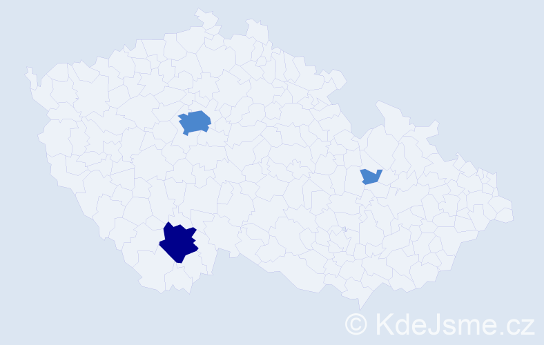 Příjmení: 'Kindiy', počet výskytů 9 v celé ČR