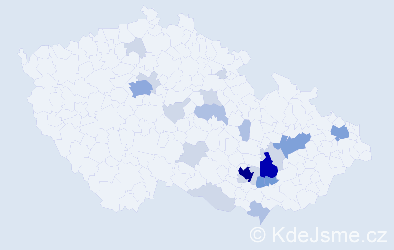 Příjmení: 'Obhlídalová', počet výskytů 65 v celé ČR