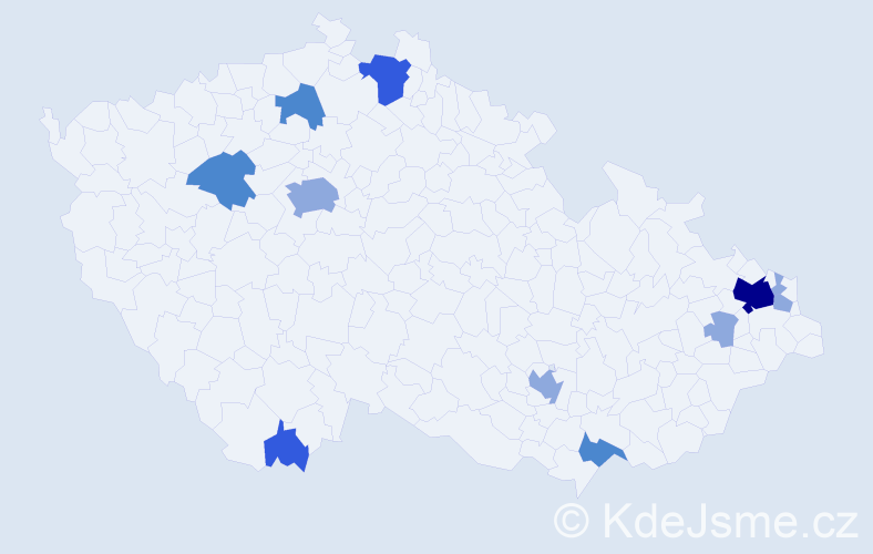Příjmení: 'Magdolen', počet výskytů 22 v celé ČR