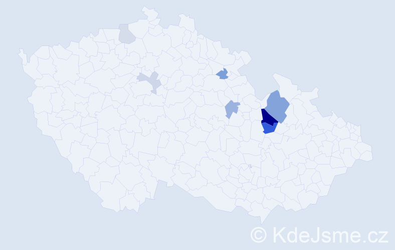 Příjmení: 'Kacelová', počet výskytů 15 v celé ČR