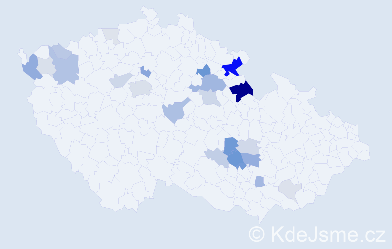 Příjmení: 'Dusbaba', počet výskytů 71 v celé ČR