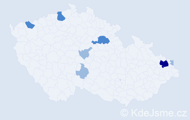 Příjmení: 'Márta', počet výskytů 13 v celé ČR