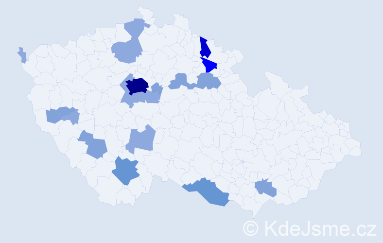 Příjmení: 'Pátá', počet výskytů 52 v celé ČR