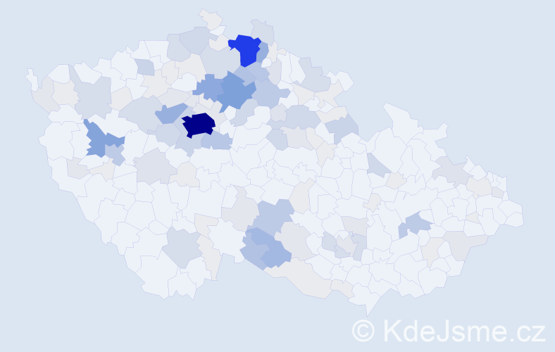 Příjmení: 'Pelant', počet výskytů 453 v celé ČR