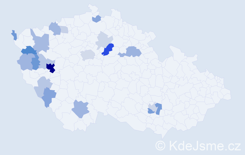 Příjmení: 'Krysl', počet výskytů 59 v celé ČR