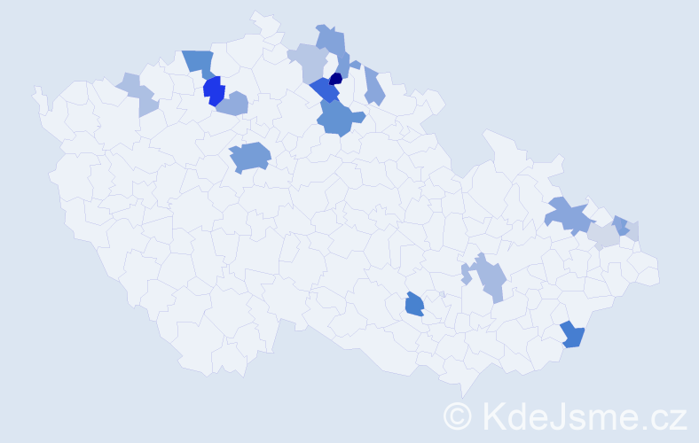 Příjmení: 'Adamičková', počet výskytů 72 v celé ČR