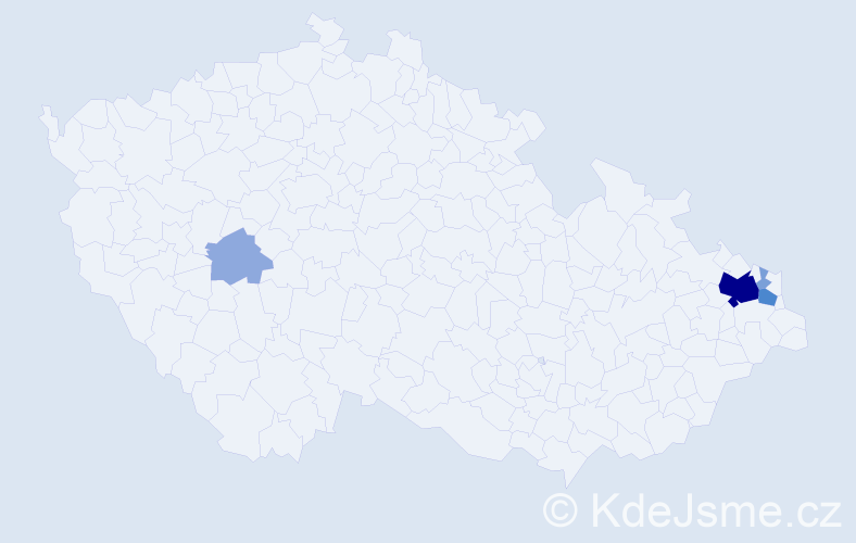 Příjmení: 'Saj', počet výskytů 13 v celé ČR