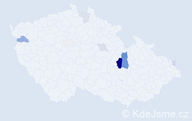 Příjmení: 'Kseňáková', počet výskytů 16 v celé ČR
